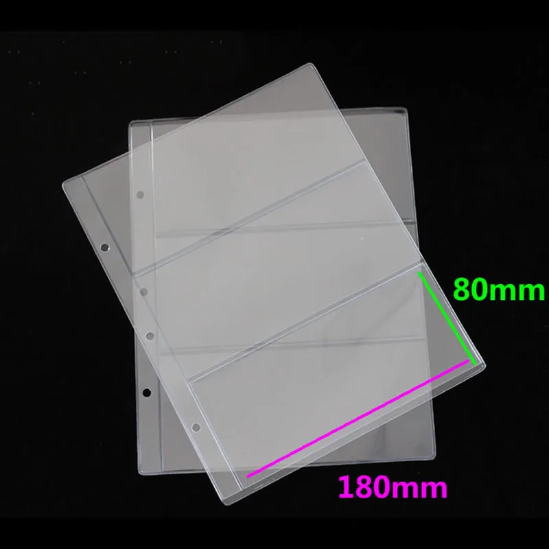ПВХ страницы альбома 3 кармана банкнота держатель банкнот ПВХ Коллекция 180x80 мм альбомы папки