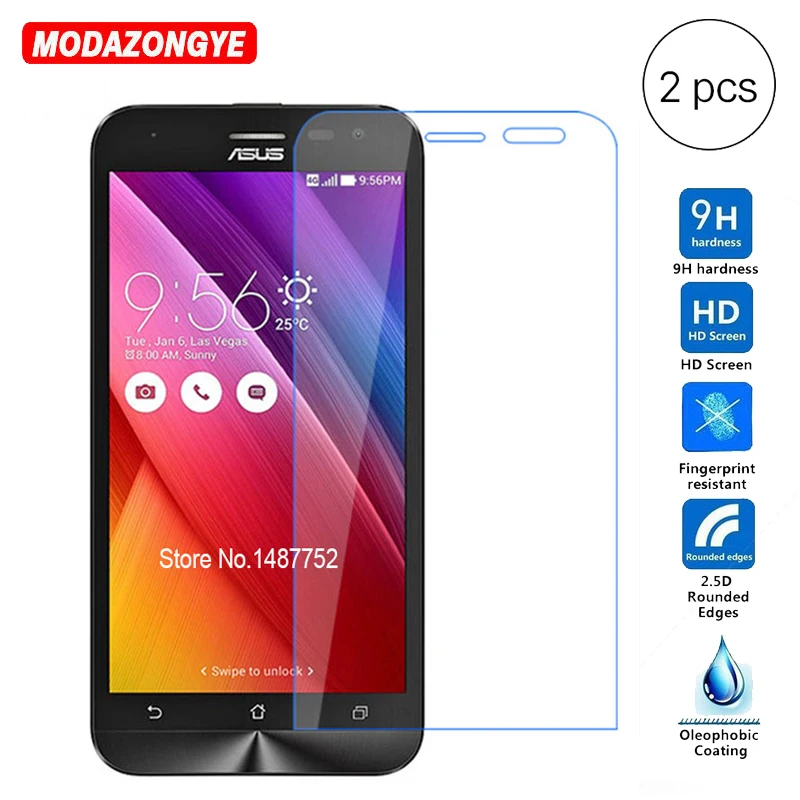 

2pc Tempered Glass For Asus Zenfone 2 Laser ZE500KG Screen Protector Flim Protective Glass For Asus Z00RD ZE ZE500 500 500KG KG