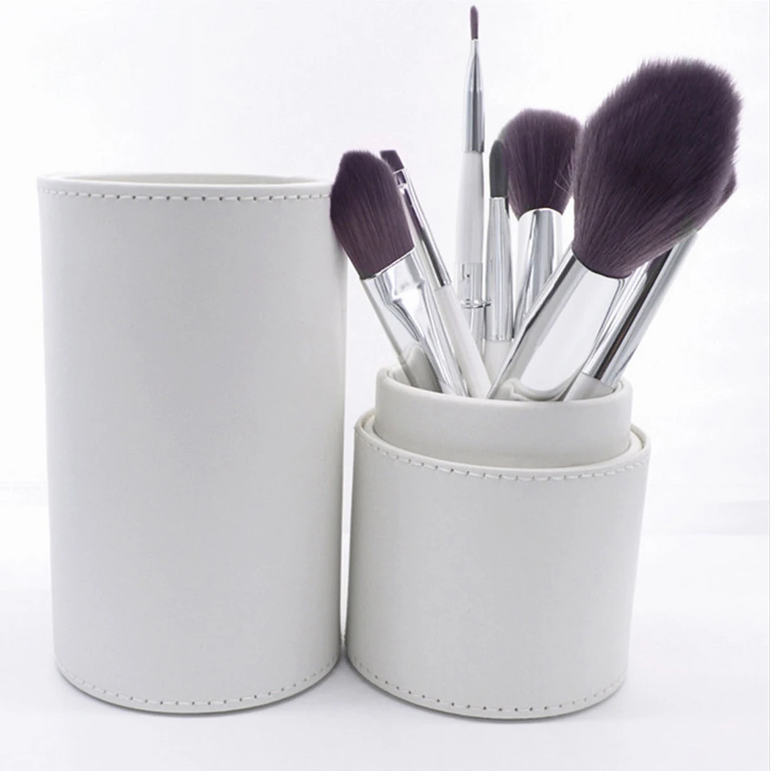 Top Sale 8PCS Synthetic Hair Makeup Brushes with 1PC White Cylinder Brush Holder Organizer Case