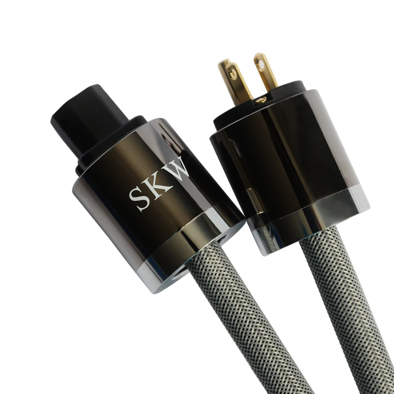 Skw enthusiast theater hi-fi power cord hifi audio line power cord 24k gold plated 3pin power cord Hi-End hifi audio power cable