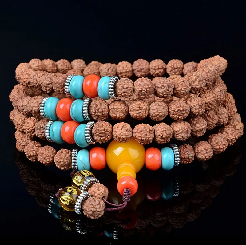Pulseira para as Mulheres Colar de Jóias Único Tibetano Contas Rudraksha Mala Yoga Homens Casuais 108