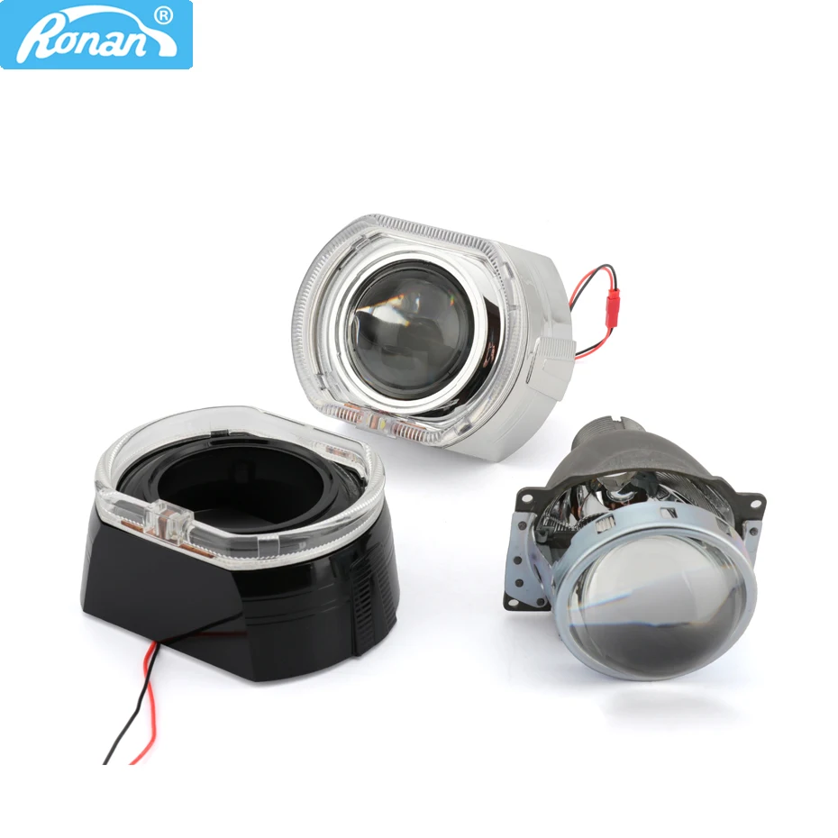

RONAN 2pcs 3.0'' Bi-xenon HID H4 Projector Lens LED angel eyes for Koito Q5 use xenon bulb D2H Car headlight Free shipping