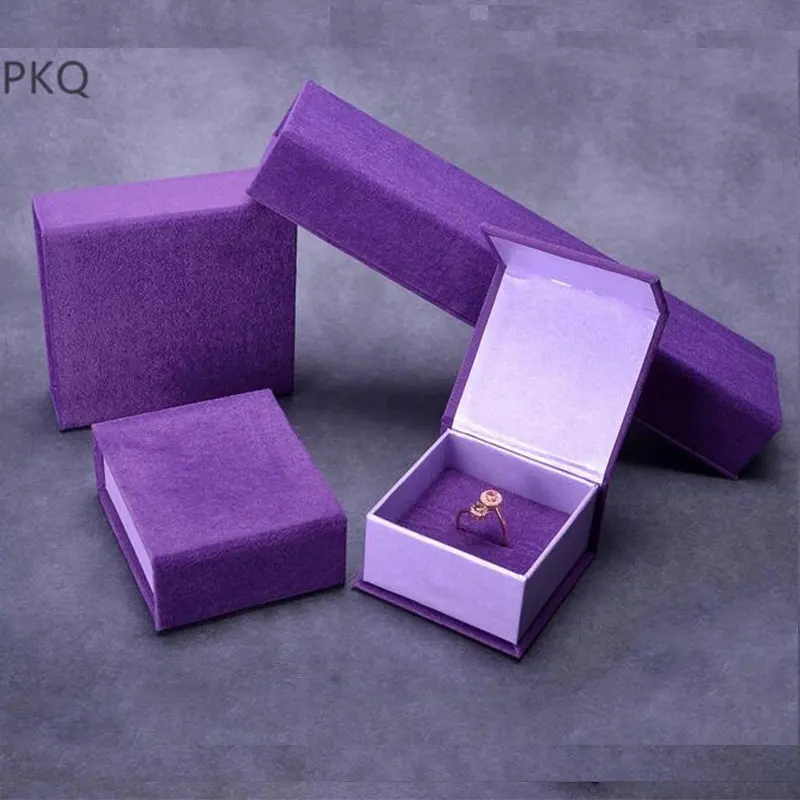 10pcs/Lot 22*5*3cm Purple Velvet Jewelry Necklace Gift Packaging