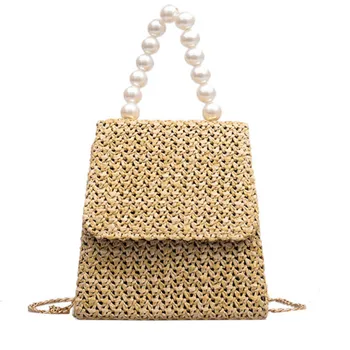 

Summer Beading Straw Shoulder Bag Handbag High Street Fashion Party Elegant Tote Crochet Satchel