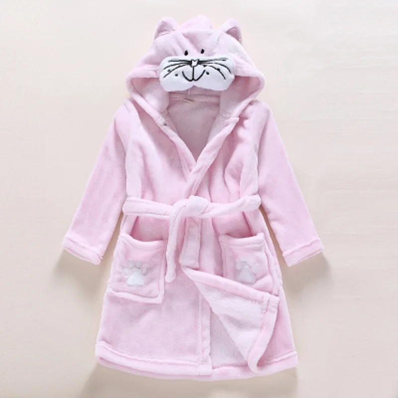 Buy Bathrobe Kids Animal Cotton Winter Pajamas Pink