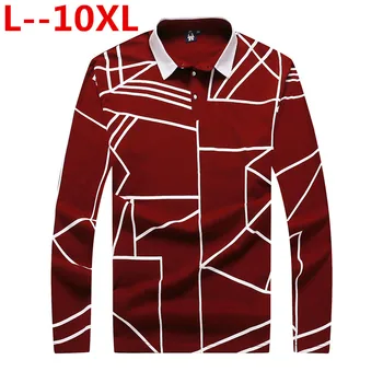 

Plus 10XL 8XL 6XL 2018 casual long sleeve business mens shirts male striped polo shirt designer men tenis polos camisa social