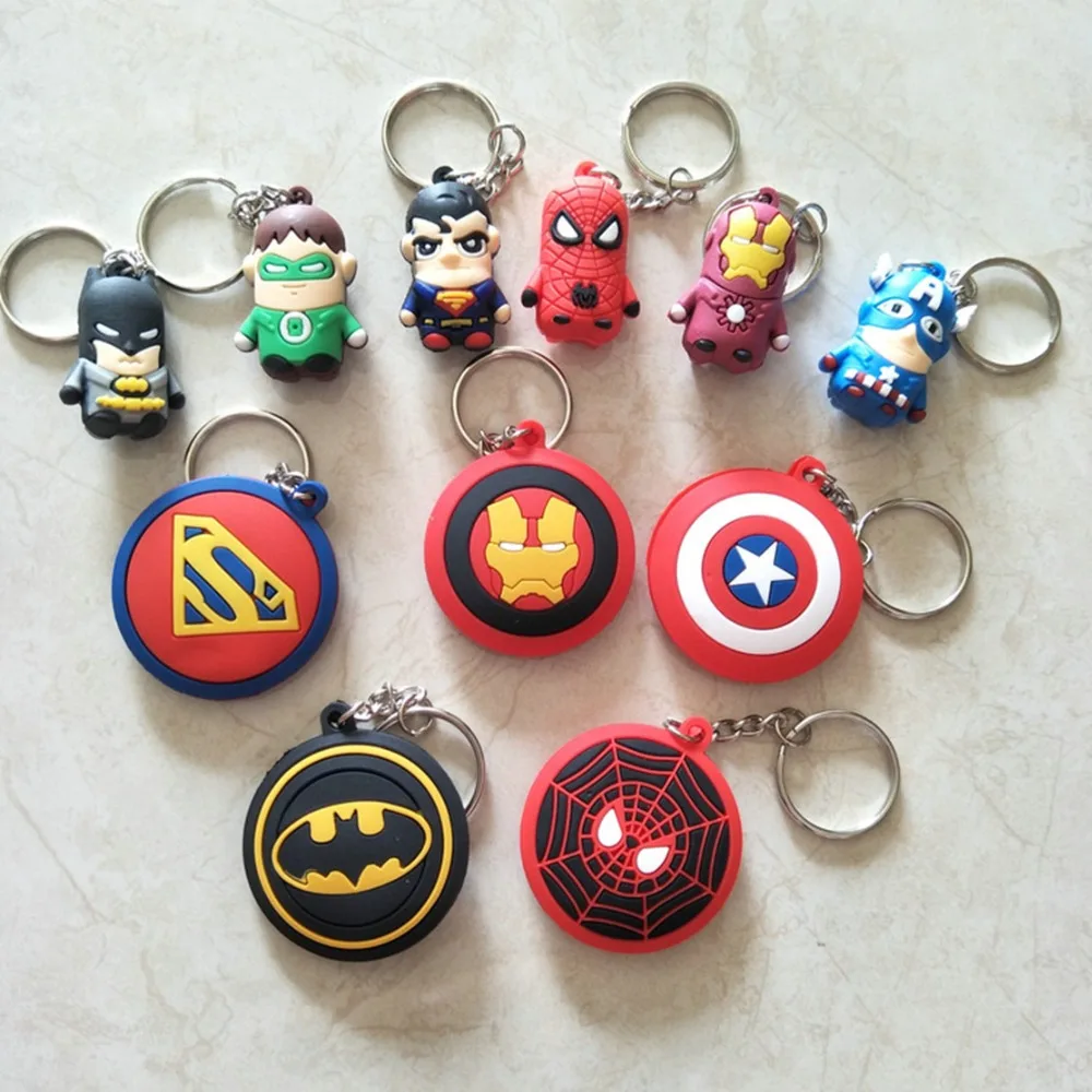 

Avenger Incredible Hulk Superman 3D stereo PVC keychain Captain America Batman funny cute soft rubber pendant key chains kid toy