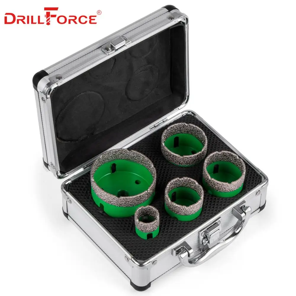 Набор пил с алмазными отверстиями Drillforce 5 шт. 25/40/45/50/68 мм M14 прочный карборунд