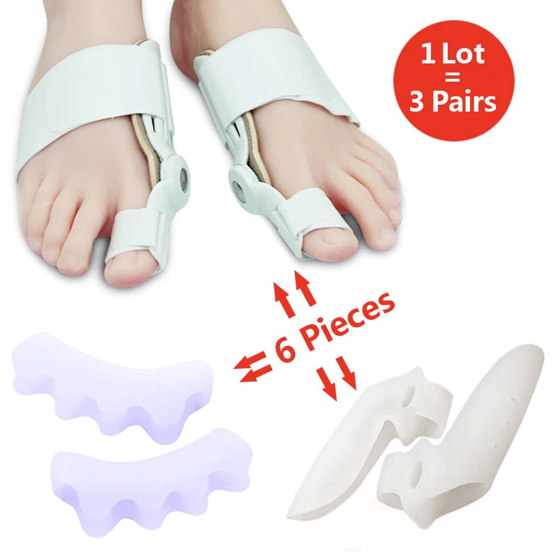 3 Pairs/lot Toe Separator Big Toe Hallux Valgus Aligner Appliance Foot