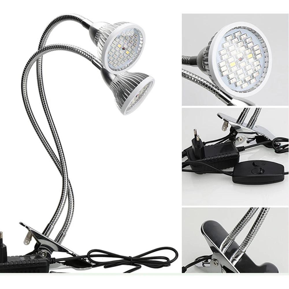 

2 heads LED Grow Light Dual Head 18W Plant Grow Lamp LED Fitolampy with Double on/off Switch for Hydroponics Grow System