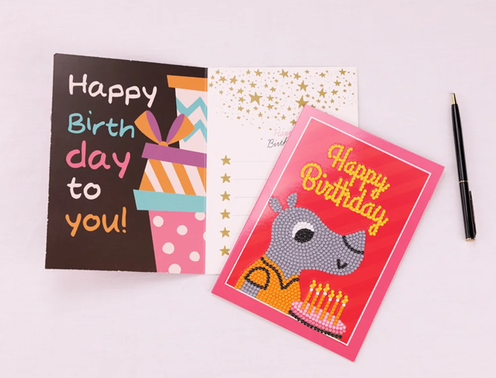  5D Diy Diamond Painting Cards Diamond Painting Birthday Card Diamond Embroidery Invitation Cards Di - 33017435331
