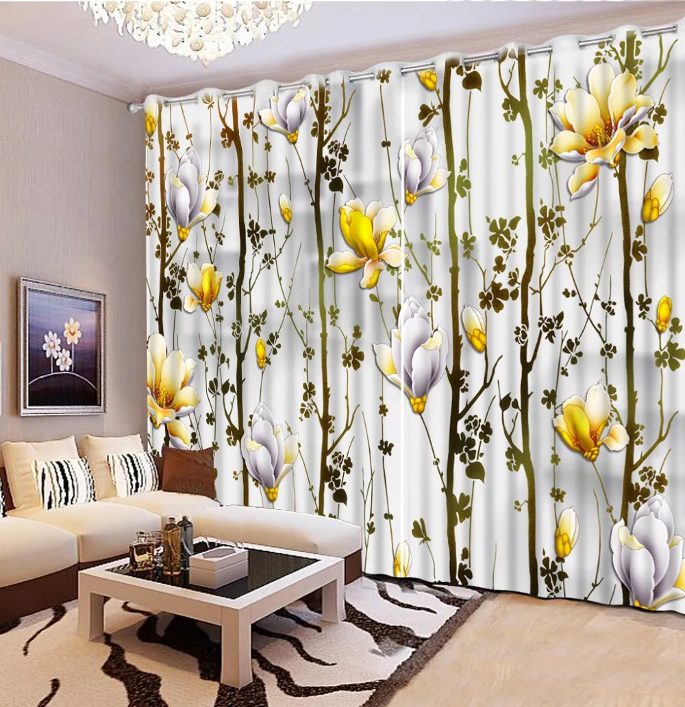 ModernbriefWindowCurtainsPrintingflowervine3DartCurtainsFor