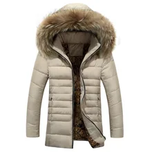 Winter Jacket Men Thick Warm Men Coats Parkas Hooded Mid-Long Cotton Padded Coat Quilted Jackets Male Clothing Big Size