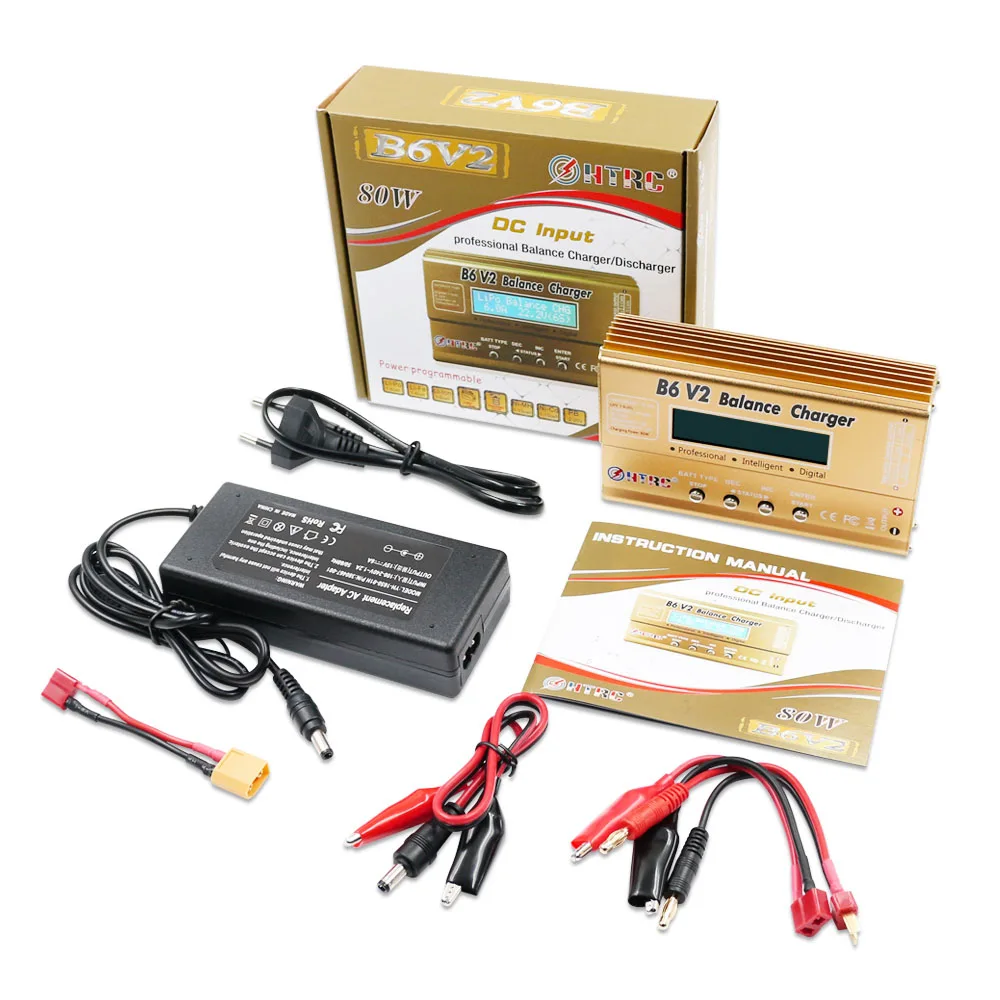 

HTRC Imax B6 V2 80W 6A RC battery Balance Charger LiIon/LiFe/NiCd/NiMH/High/LiHV/Power Battery charger+15V 6A AC Adapter