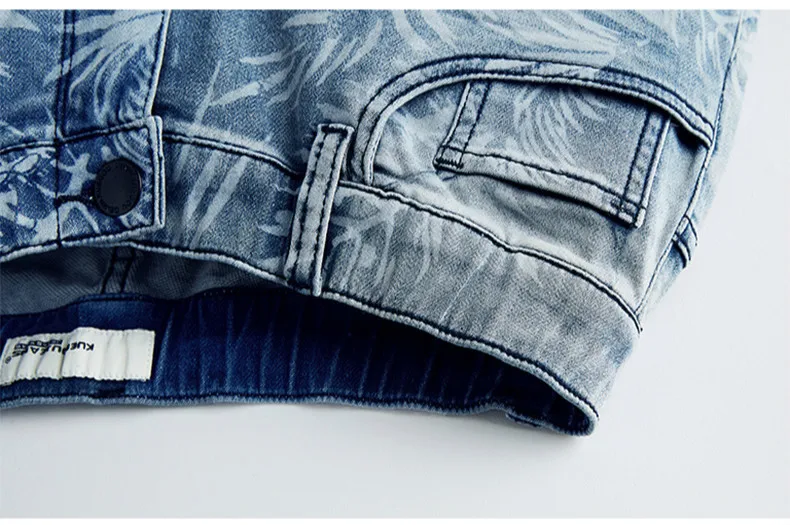 Лето новые мужские джинсовые шорты из хлопка с принтом синего цвета для мужчин модные облегающие эластичные джинсы с карманами мужские короткие брюки 2935