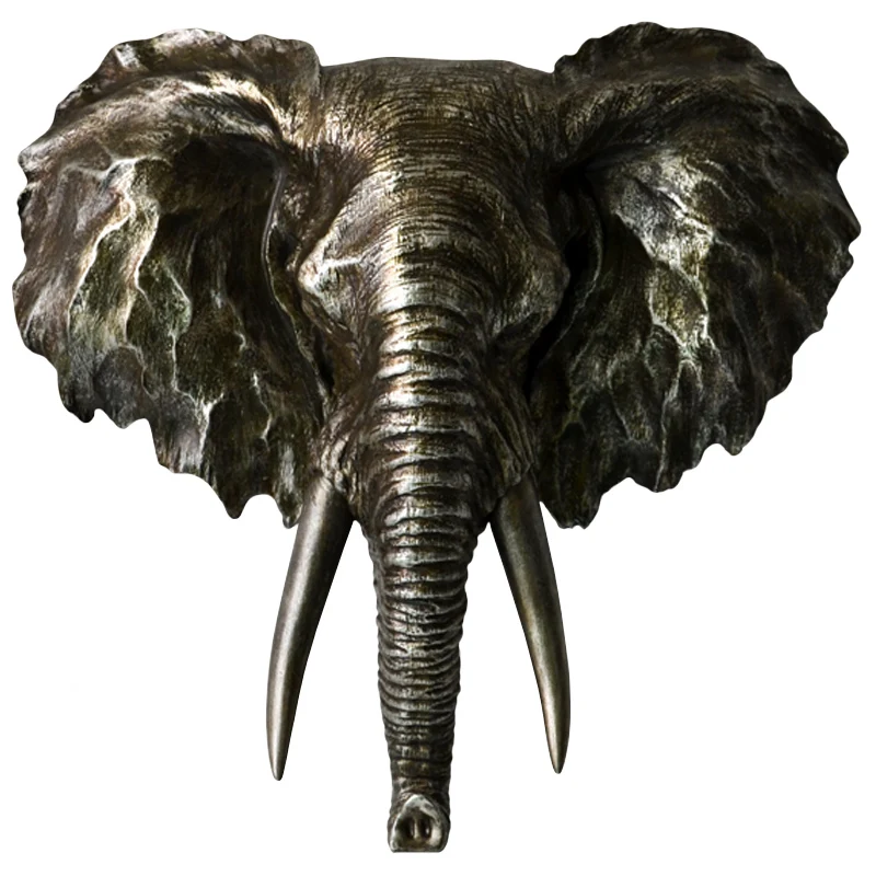 Fashion Elephant Head Sculpture Wall Hanging African Wild Animal Elephant Head Sculpture Wall Hanging
