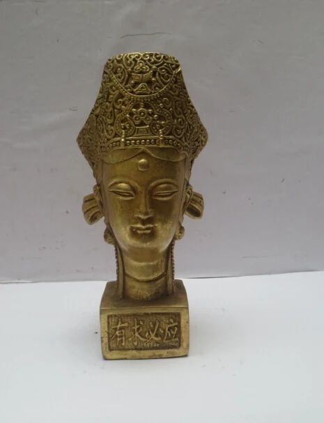 

High 5.5inch Metal crafts Home Decoration Chinese Brass Carved Goddess of Mercy head Sculpture/Tibetan Guanyin Buddha Statue