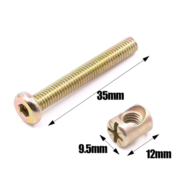 

M6 x 35mm Zinc Plated Hex Drive Socket Cap Furniture Barrel Screws Bolt Nuts Assortment Kit for Furniture Cots Beds Crib and C