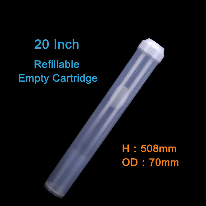 

BPA Free Empty Refillable Water Filter Cartridge 20 Inch GAC Carbon DI Resin KDF Media Filters Universal Clear UDF-20CW