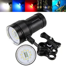 10x XM-L2+ 4x R+ 4x B 12000LM светодиодный фонарик для подводного плавания, для съемки видео, для безопасности и выживания, Z1221