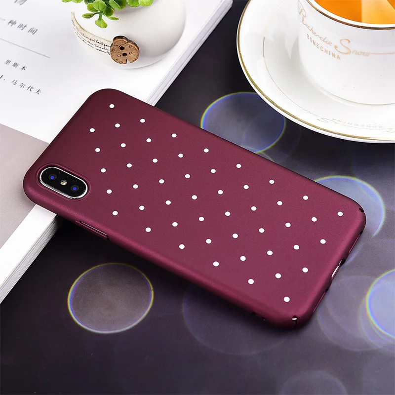 

Designer Luxury Polka Dot Cute Burgundy Silicone Phone Case For Apple iPhone X XR XS Max 8 7 6S Plus Fashion Women Back Cover