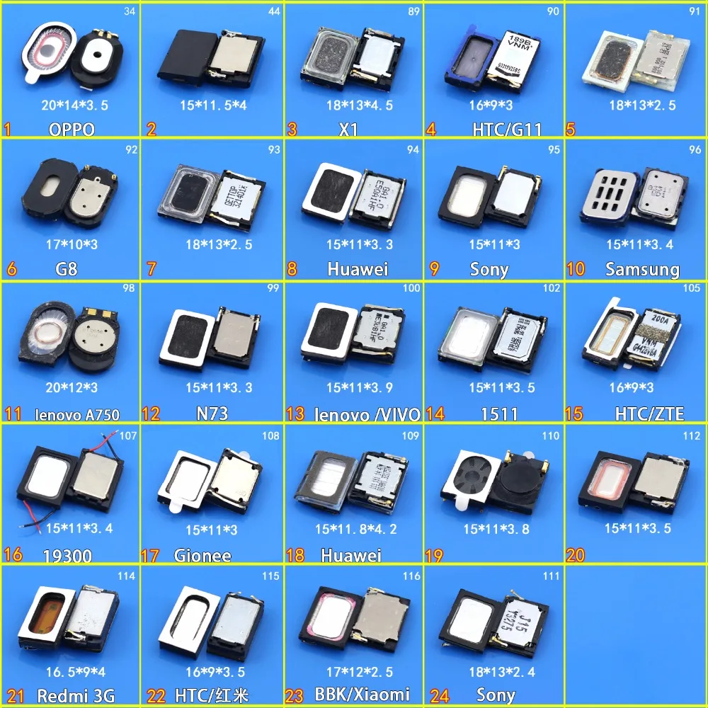 

JCD 1PCS Each Model Total 48PCS Earpiece Speaker Earphone Receiver For All Brand Cell Phone Common Universal Used