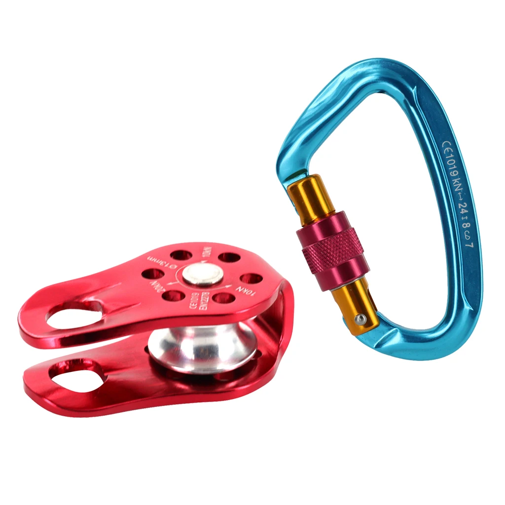 

Aluminium Alloy Climbing Carabiner D Shape Screw Locking Clip Hook for Outdoor Mountaineering Key Chain + Rope Pulley Red