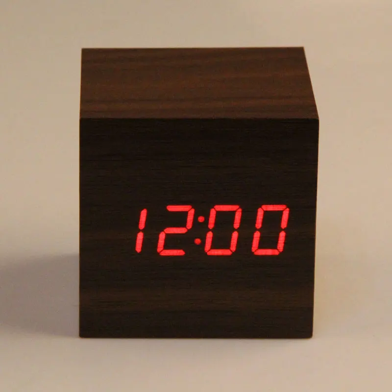 

New Arrival desktop clock 2 x AAA/ USB Powered Mini Wooden Clock LED Digital Desktop Alarm Clock Free Shipping wekker