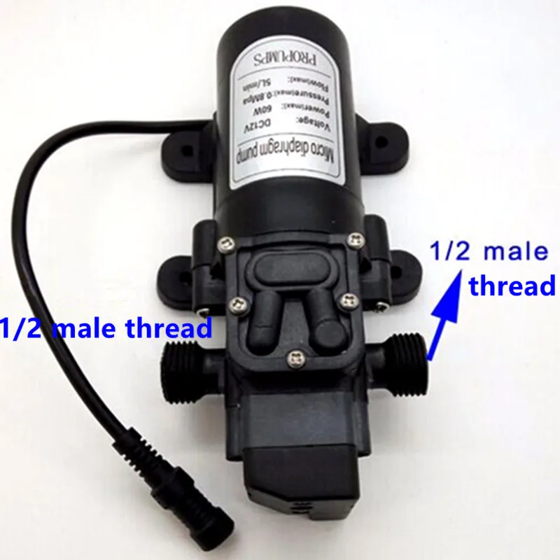 S021 Male DC 12V 60W Electric Diaphragm Pump self-priming booster Backflow Control for Home garden Car washer | Дом и сад
