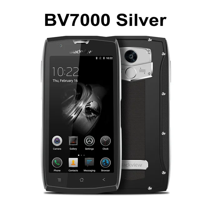 Blackview BV7000 мобильный телефон IP68 Водонепроницаемый MTK6737 четырехъядерный 5," 2G+ 16G отпечатков пальцев gps+ ГЛОНАСС пылезащитный nfc 8MP смартфон - Цвет: Silver