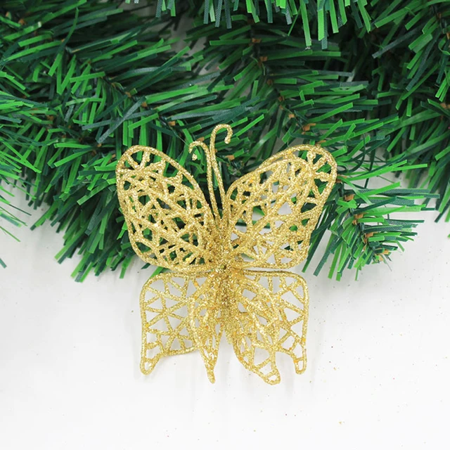6pcs/set Christmas Butterfly 7x7.5cm Christmas Decorations Christmas