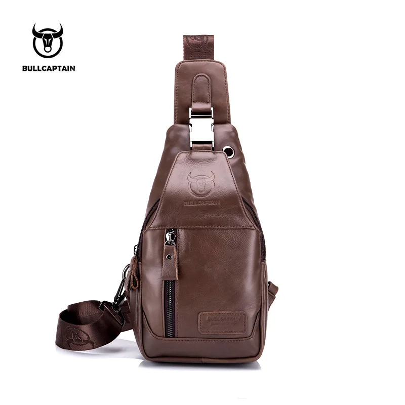 

BULLCAPTAIN 2019 Fashion Genuine Leather Crossbody Bags men casual messenger bag Small Brand Designer Male Shoulder Bag 095