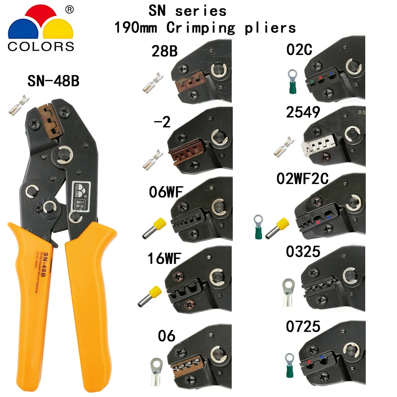 Цветные обжимные плоскогубцы SN 48B/28B/06WF/02C/06 190 мм в европейском стиле для различных