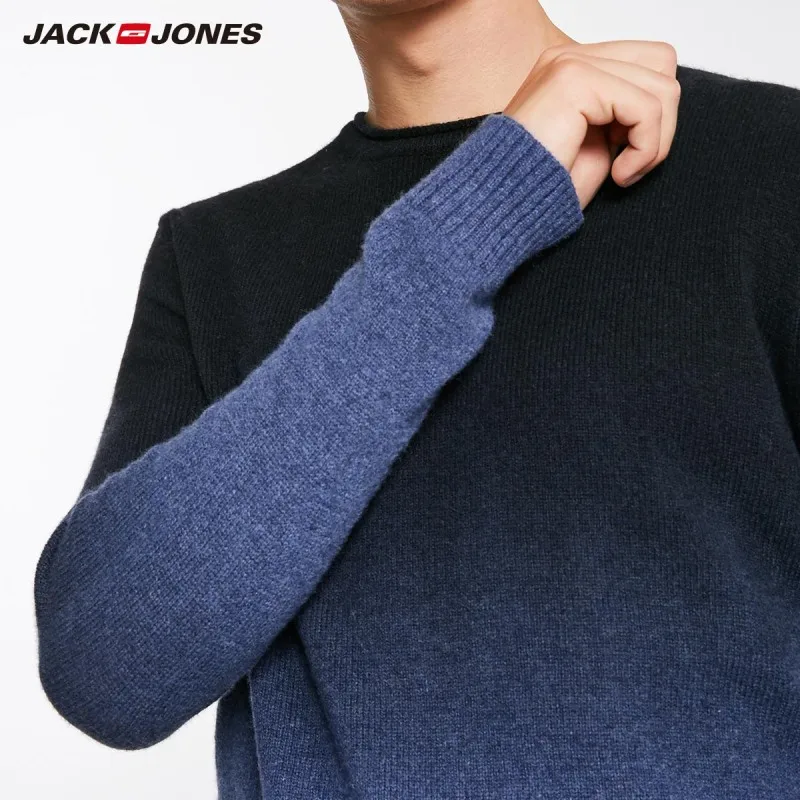 JackJones осенний мужской шерстяной градиентный пуловер Повседневный свитер Топ Мужская одежда 218424509