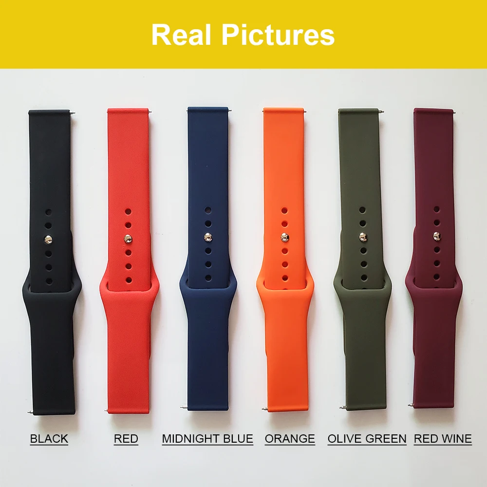 22 мм 20 спортивный силиконовый ремешок для samsung Galaxy Watch S3 gear S2 браслет Amazfit Bip huawei Garmin