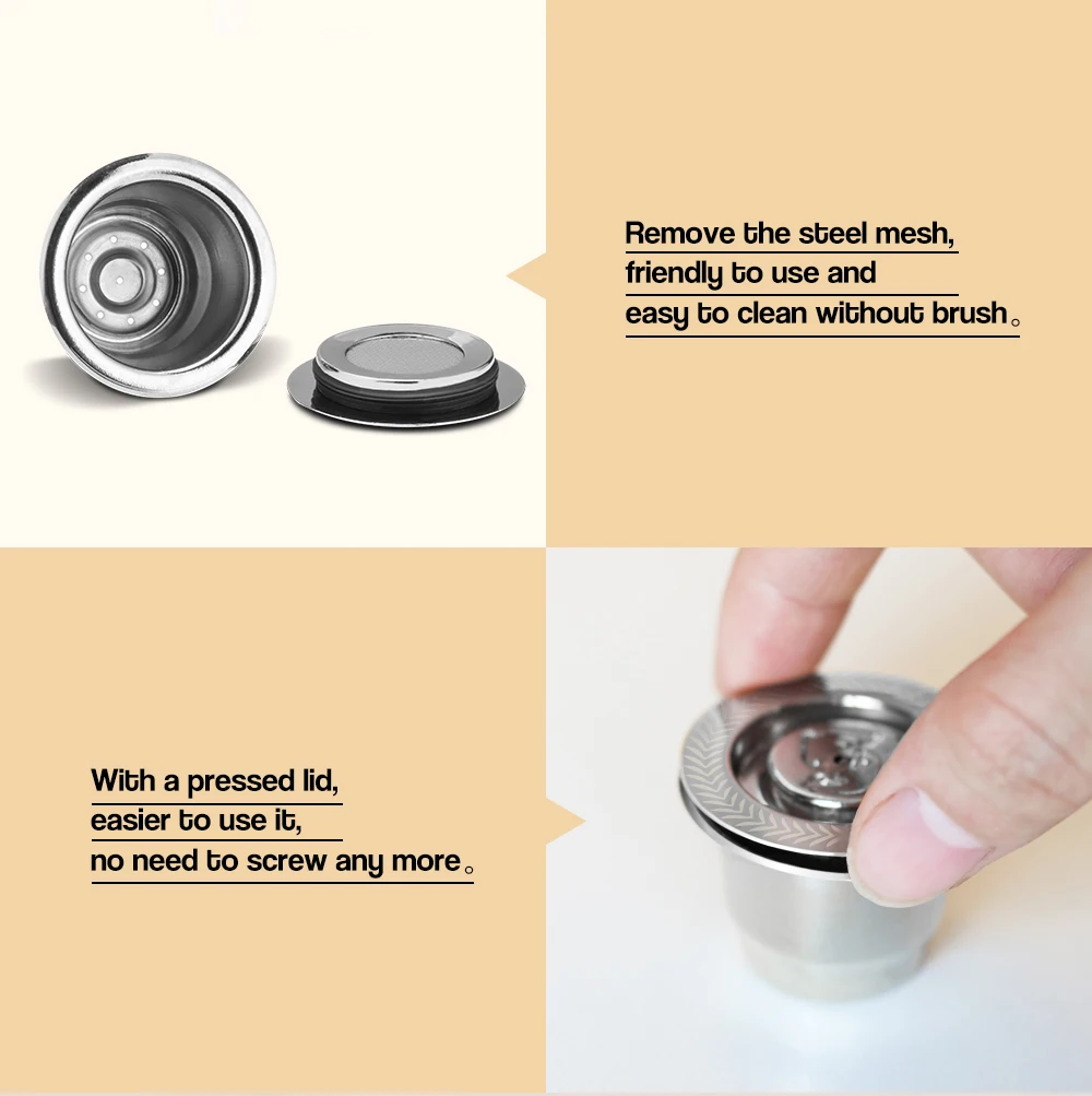 Espresso Capsulas De Cafe Recargables Nespresso Stainless Steel Square Hole Nespresso Refillable Capsule Reusable Pods