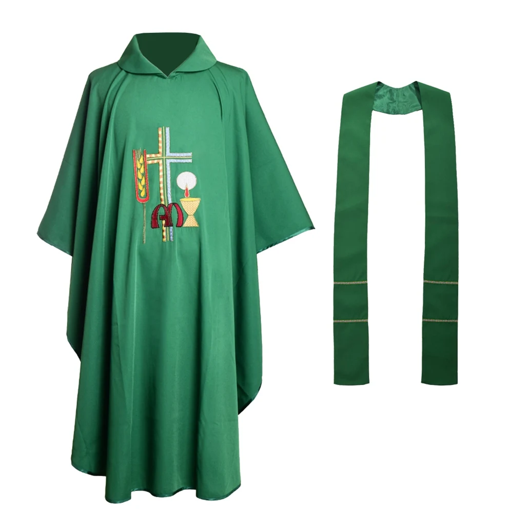 Костюм священника из зеленой церкви и христианских крестов|priest costume|green costumecostume