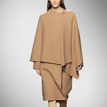 Прямая Продвижение Кнопка длинная одноцветная накидка на одной пуговице кашемировое пальто с круглым вырезом Баян кабан из двух частей шерстяное пальто