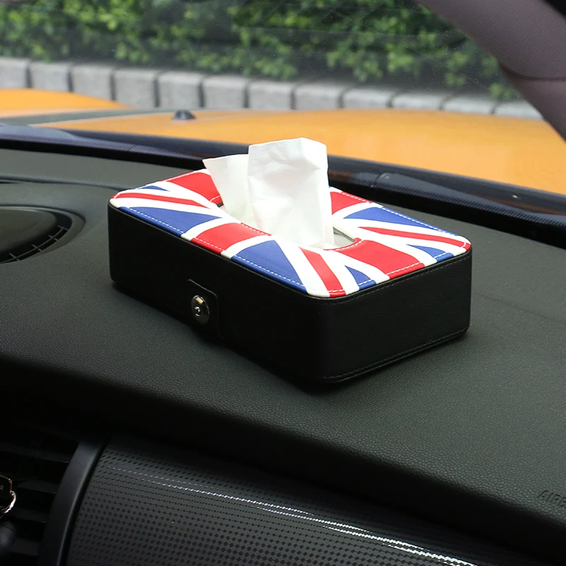 

Union Jack Car Tissue Box Dashboard Block Paper Towels Container Cover Case for BMW MINI COOPER Mini One CLUBMAN Toyota Kia Ford