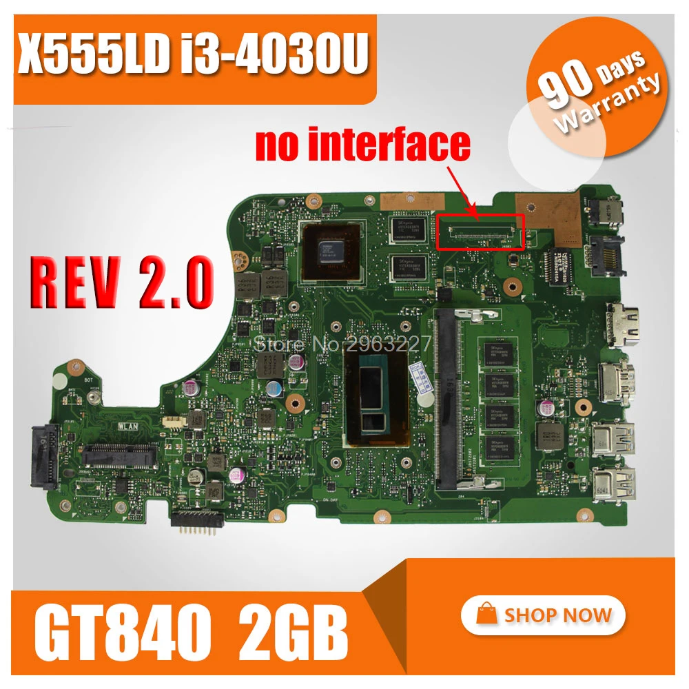 X555LD Motherboard REV 2.0 i3 cpu 4GB RAM For ASUS X555L X555LP A555L
