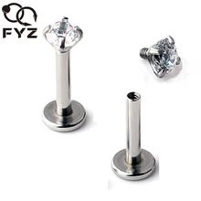 2mm 3mm 4mm 5mm zircão 16 calibre titânio g23 orelha cartilagem tragus anel prisioneiro labret lábio piercing corpo jóias