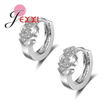 JEXXI Newest Coming Classic Square Design Elegant Silver Earrings For Women Romantic Wedding Engagement Best Jewelry Accessories