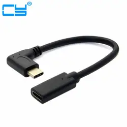 50 шт./лот 90 градусов левый и правый угловой USB-C USB 3.1 Тип C мужчин и женщин данных расширения кабель для Macbook Планшеты 20 см/100 см