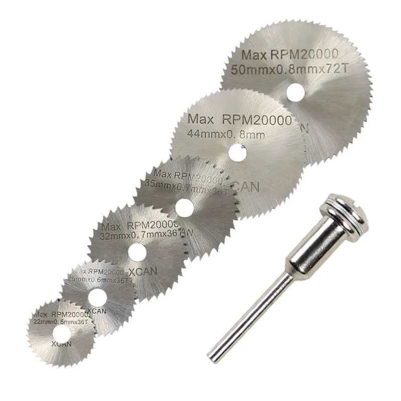 7Pcs HSS Rotary Tools Circular Saw Blades Cutting Discs Mandrel Cutoff
