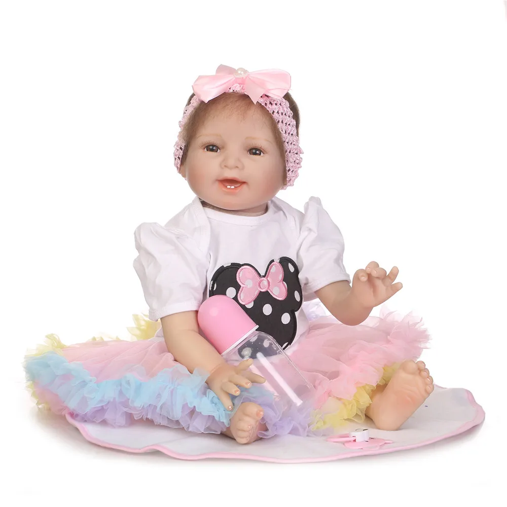 

55cm NPK Silicone Reborn Baby Doll kids Playmate Gift For Girls Baby Alive Soft Cloth body Toys For Bouquets Doll Bebe-Reborn
