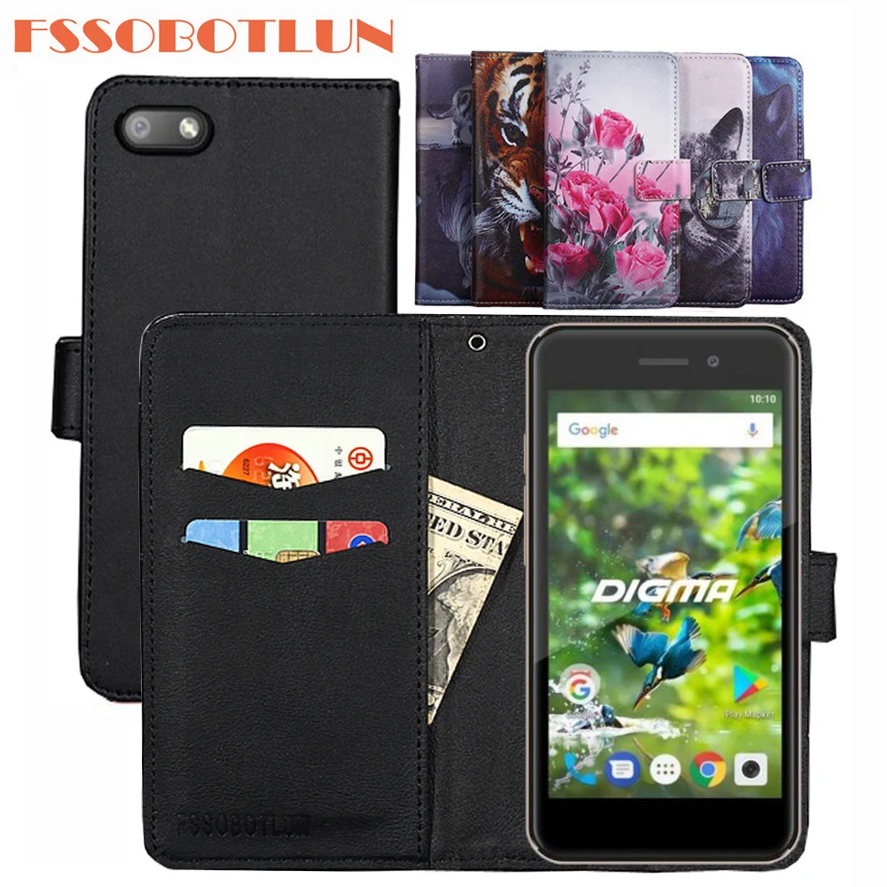 FSSOBOTLUN For Digma LINX A453 3G Case PU Leather Retro Flip Cover Shell Magnetic Wallet Cases Kickstand Strap | Мобильные телефоны