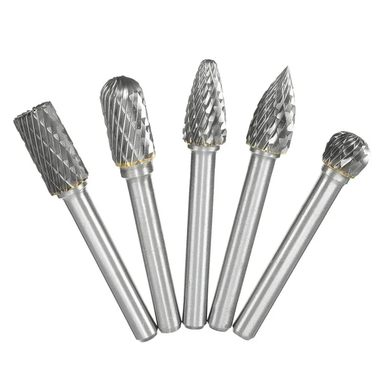 

5Pcs Cylindrical Tungsten Carbide Burr Bur Cutter Tool Grinder Bit 1/4" Shank For Metal And Non-Metal Durable Quality