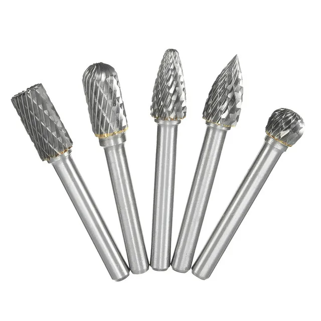 5Pcs Cylindrical Tungsten Carbide Burr Bur Cutter Tool Grinder Bit 1/4