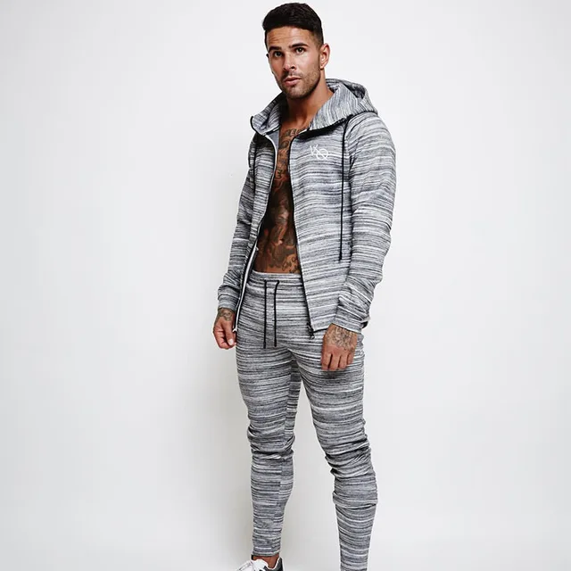 US $53.01 Sportswear Tracksuits Men Sets Running Gym Tracksuit Fitness Body building Mens Hoodies+Pants Jogge