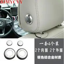 BJMYCYY Metal Car Headrest Button Cover Trim Decoration For Mercedes Benz C Class W205 C180 C200 C260 2015 2016 Accessories